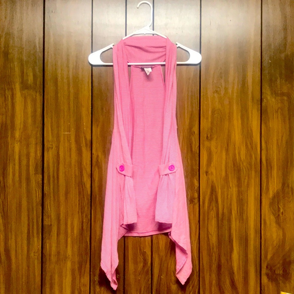 Wet Seal Pink Open-Front Sleeveless Cardigan